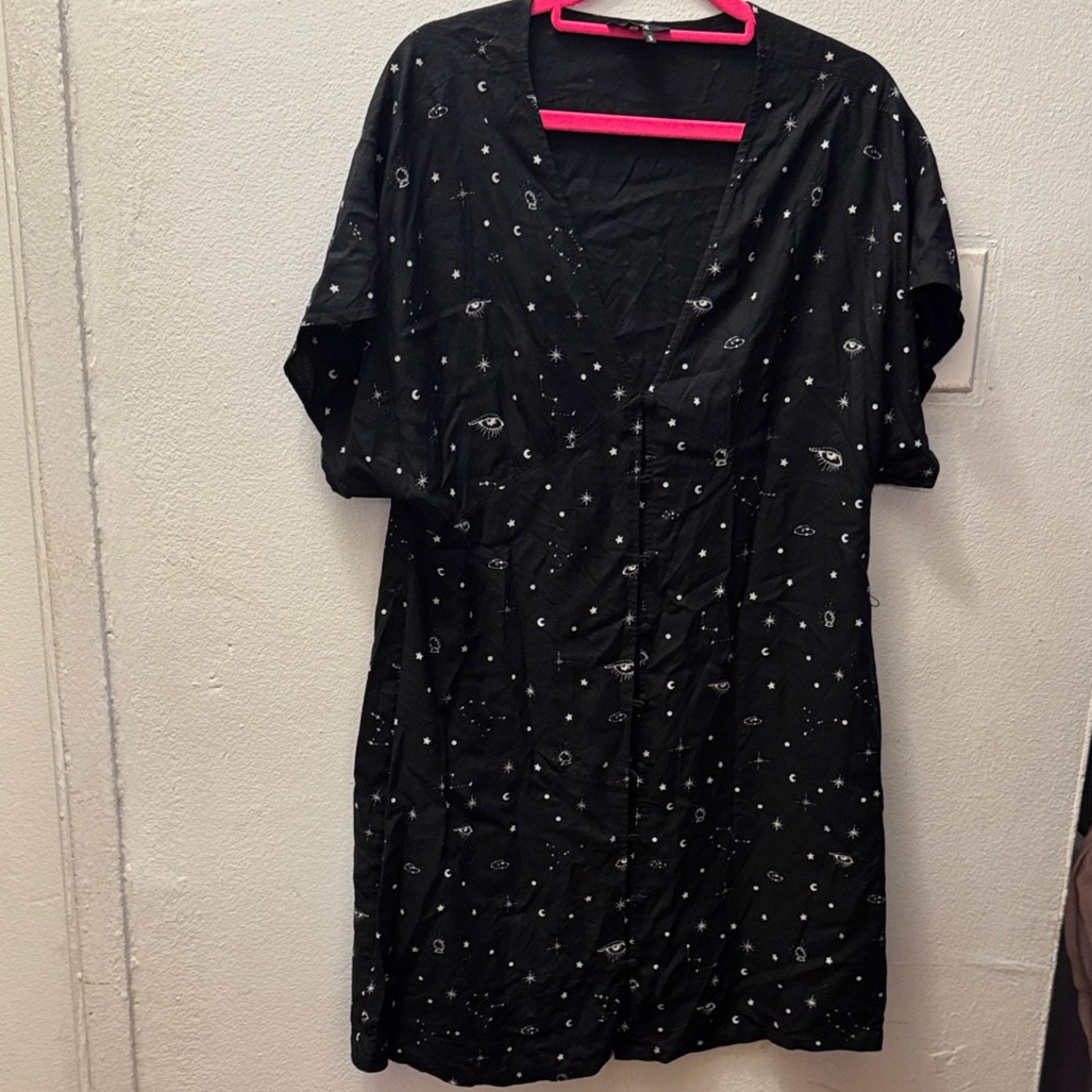 PAIGE Black Mini Dress with White Patterns